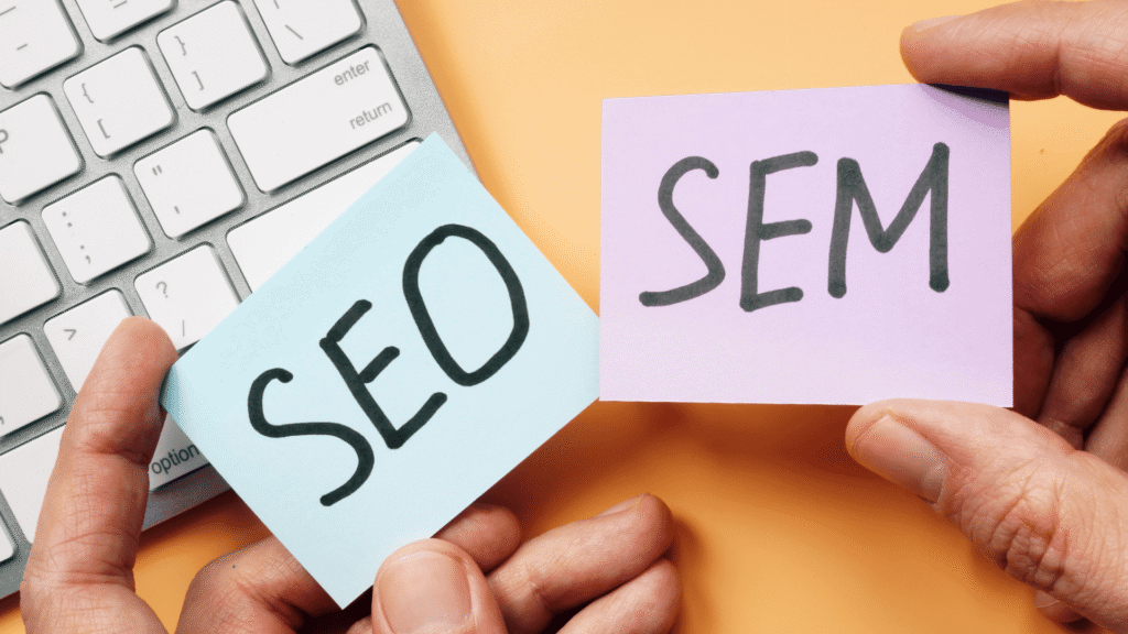 Self Storage SEO vs SEM comparison showing organic search and paid advertising strategies.